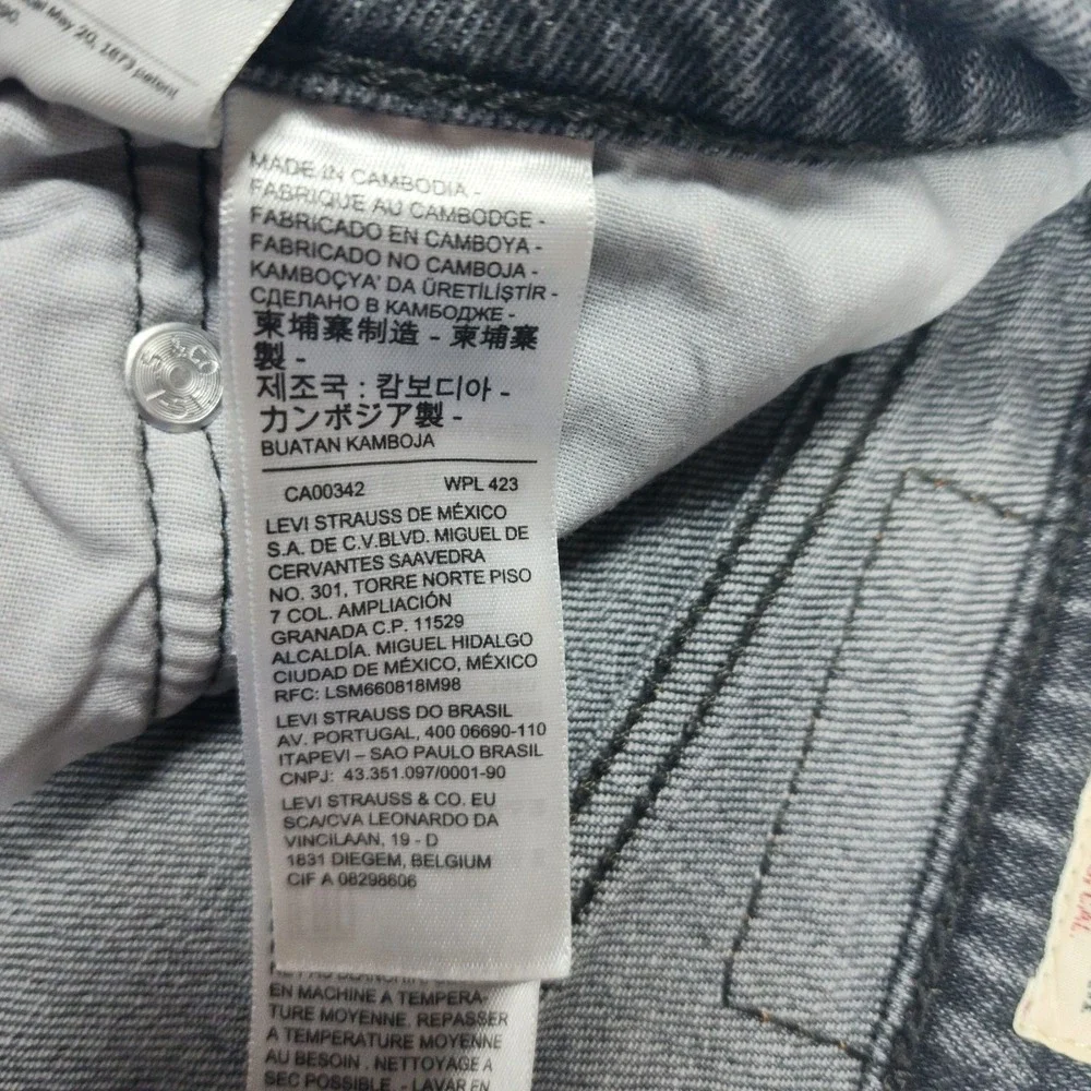 Levis 501 Jeans Mens 32x30 Black Straight Button Fly Faded Stretch Denim - Picture 4 of 14